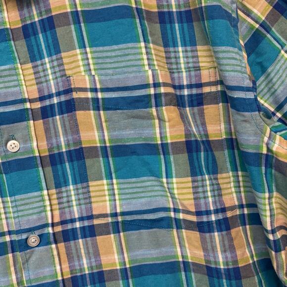 True Rock 3X Short Sleeve Plaid Button Shirt Blue Green Summer Top Grunge Skater - Picture 5 of 9